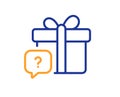 Secret gift line icon. Unknown present box sign. Vector Royalty Free Stock Photo