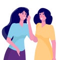 Secret, gossiping surprised concept. Young woman whispering to her friend. Royalty Free Stock Photo