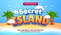 secret island cartoon comic 3d editable text style effect template Royalty Free Stock Photo