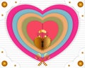 Secret Of Love With Colorful Heart And Golden Key Art - Vector