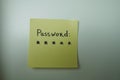 Secret password written on paper note on background. Login access, encryption and cyber security concepts