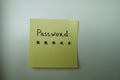 Secret password written on paper note on background. Login access, encryption and cyber security concepts Royalty Free Stock Photo