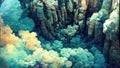 the secret path to atlantis between small hills under water, ai generated image