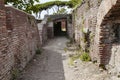 Secret paths and suggestive views in the Roman ruins at Ostia Antica, Rome Italy