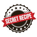 SECRET RECIPE text on red brown ribbon stamp