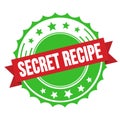 SECRET RECIPE text on red green ribbon stamp