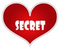 SECRET on red heart sticker label.
