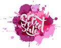 Secret Sale offer poster banner vector illustration. Text with handwritten lettering for ad, promo, web design. Bright sketch with