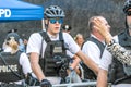Secret Service agent in bicycle helmet