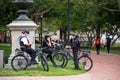 Secret Service police on bikes in Lafayette Park.