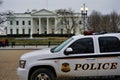 Secret Service police vehicle stands ready at White House