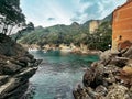Secret spot and private beach in San Fruttuoso, Liguria, Italy