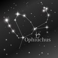 Secret symbol of Ophiuchus zodiac sign, horoscope, vector art and illustration.