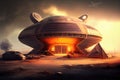 secret ufo base, with advanced craft and equipment being tested and repaired