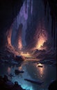 secret underground mystical cave concept art image generative AI