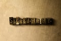 SECRETARIAT - close-up of grungy vintage typeset word on metal backdrop