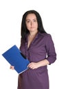 Secretary with a blue folder Royalty Free Stock Photo