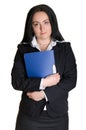 Secretary with a blue folder Royalty Free Stock Photo