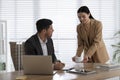 Secretary bringing coffee to her boss in office Royalty Free Stock Photo