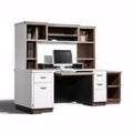 The secretary desk is isolated on the white background.