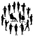 Secretary Office Activity Silhouettes