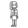 Secretary,office woman,assistance vector line icon, sign, illustration on background, editable strokes