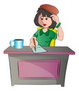 Secretary or woman Sitting at a Desk, illustration Royalty Free Stock Photo