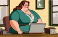 Secretary work obese woman graphic illustration generative ai