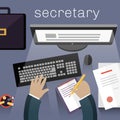 Secretary Work View Top Flat Design