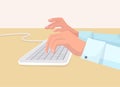 Secretarys Hands Types on White Coputer Keyboard Royalty Free Stock Photo
