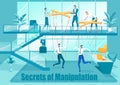 Secretes of Manipulation in Business Flat Poster Royalty Free Stock Photo