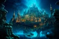 Illustration of remains of the lost city of Atlantis, imaginative images, mysteries and curiosity