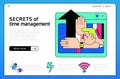 Secrets of time management - colorful flat design style banner