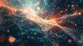 The secrets of the universe unravel in a defocused digital nebula where lines and shapes compete for attention amidst a