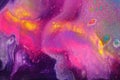 Vibrant abstract painting in neon pink and yellow for backgrounds. Royalty Free Stock Photo