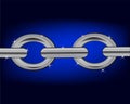 Section chain on turn blue background Royalty Free Stock Photo