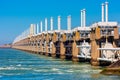 Section of the Eastern Scheldt storm surge barrier in Zeeland Netherlands Royalty Free Stock Photo