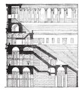 Section and elevation of the Colosseum, completed under Titus, vintage engraving
