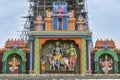 A section of the entrance arch to Hindu Naguleswaram Temple at Keerimalai in the Jaffna region of Sri Lanka.