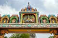 A section of the entrance arch to Hindu Naguleswaram Temple at Keerimalai in the Jaffna region of Sri Lanka.