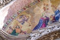 Close up detail of exterior mosaic on St. Mark`s Basilica in Venice. Royalty Free Stock Photo