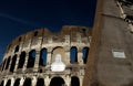 A section of the facade of the Colosseum Flavian Amphitheatre in Rome during the blue hour. Night view. Rome, Lazio, Italy Royalty Free Stock Photo