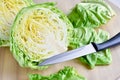 Section of fresh head of cabbage Royalty Free Stock Photo