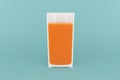 section glass white plastic ceramic orange liquid green background. Half cut object. Healthy health care by drinking freshly.