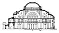 Section of Hagia Sophia, former patriarchal basilica, vintage engraving