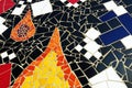 Section of multicolored mosaic tiles