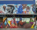 Section of a mural by Michael McPheeters on the outside of Mark Cuban`s Cost Plus Drugs Company in Deep Ellum, Texas.