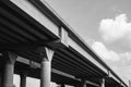 Section of newly constructed elevated highway.Shot against a bright blue sky.