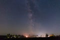 Section of night sky with Milky Way above horizon