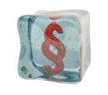 Section, paragraph symbol frozen in ice cube, 3D rendering Royalty Free Stock Photo